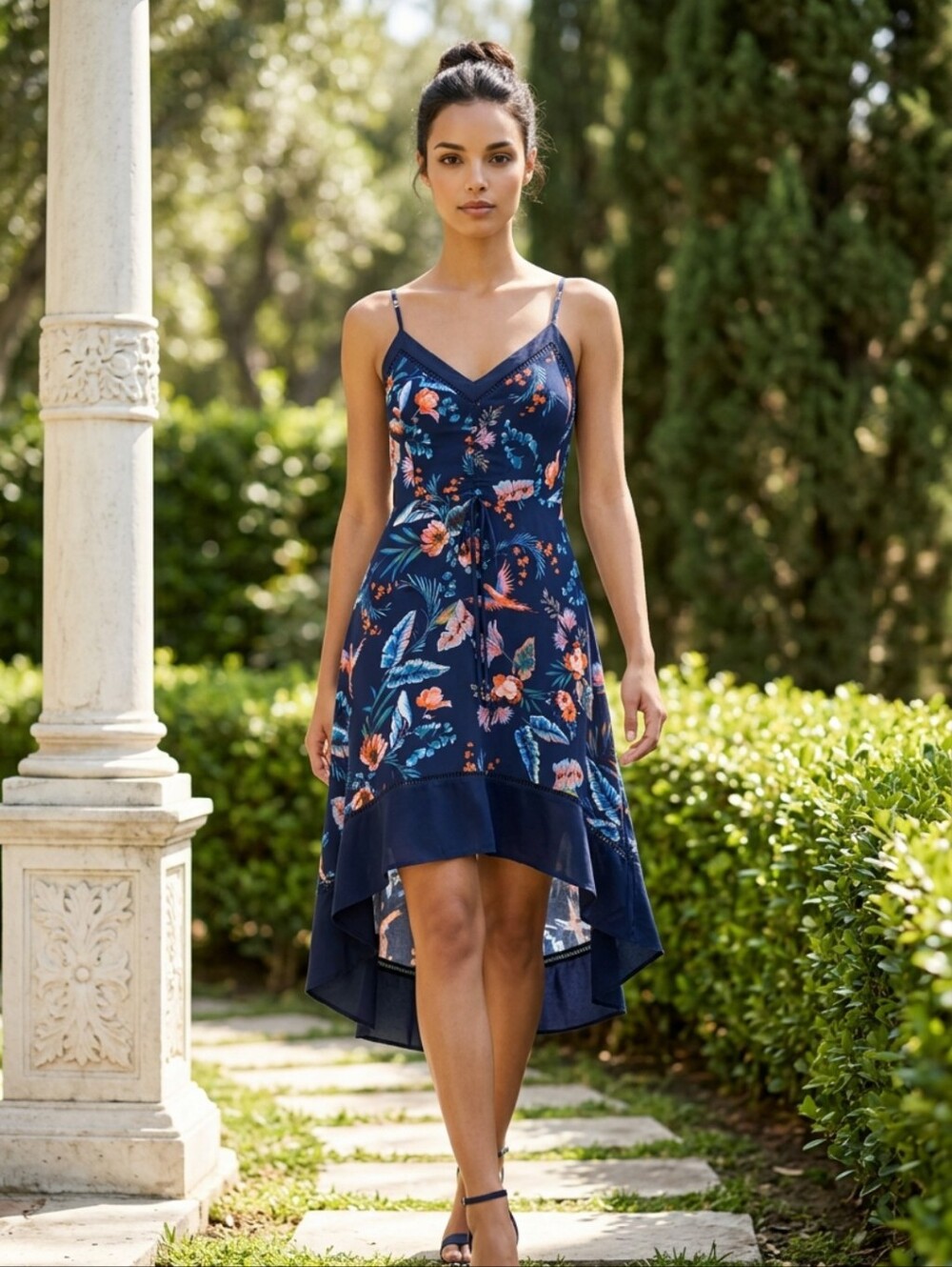 Adelyn Rae Navy Floral High-Low Sundress - Picture 4 of 10